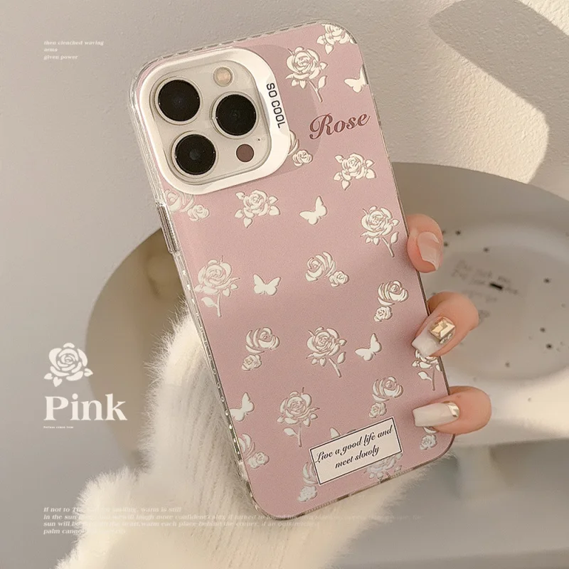 

Super FairyinsPink rosesiphone16Applicable17Pro maxPhone case12Apple13Laser11Anti-Fall