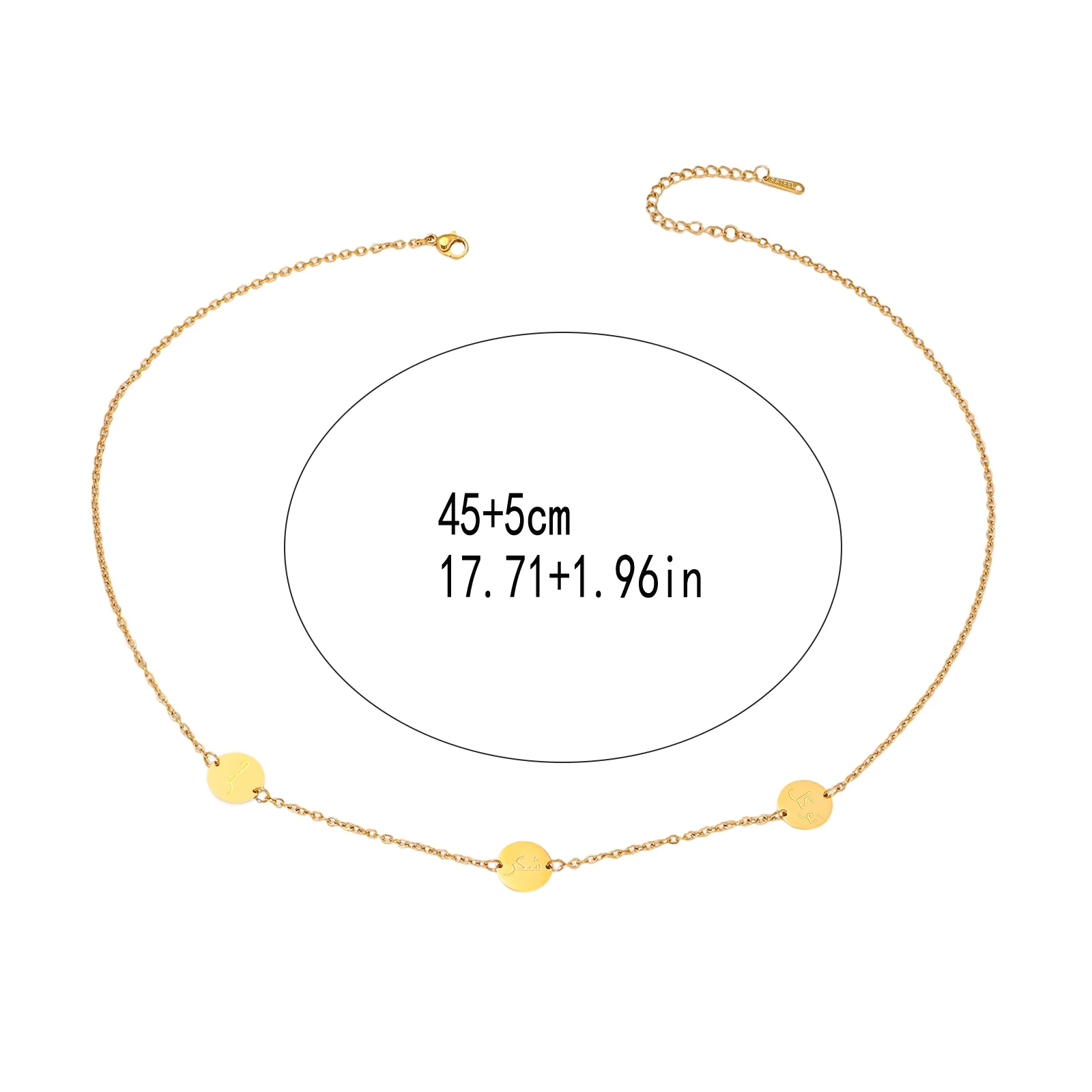 Minimalist Double Ring Islamic Scripture Necklace 304 Stainless Steel Women's Muslim Jewelry for Daily and Formal Occasions view 5