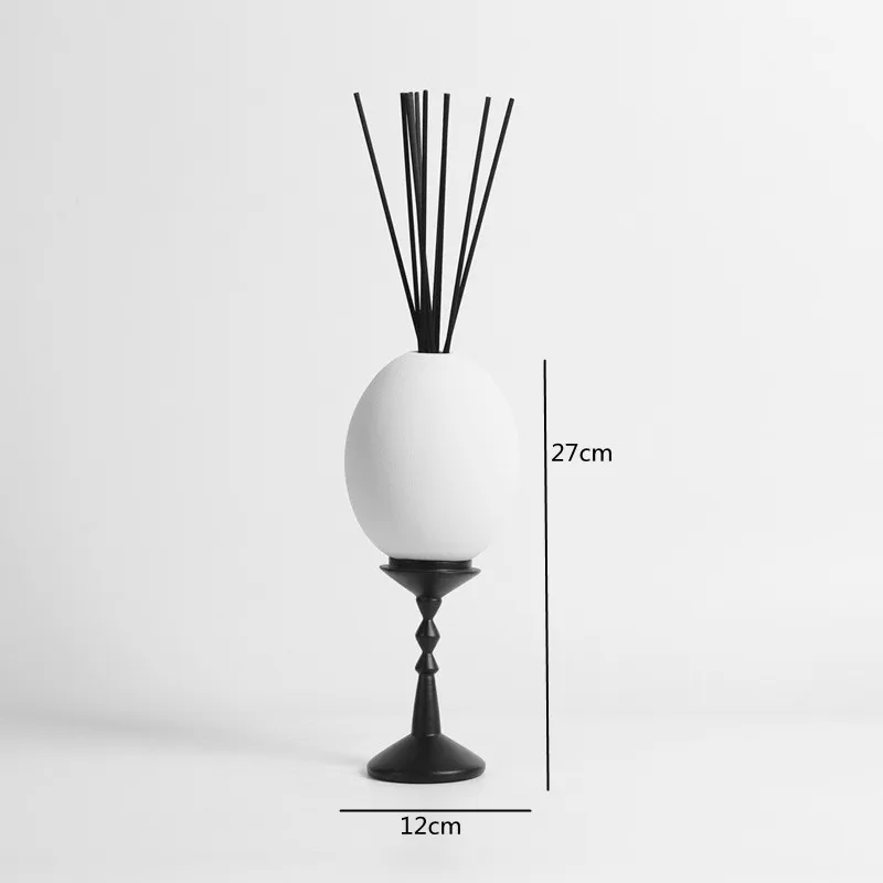 

Simple White Ceramics Eggshell Aromatherapy Geometric Ornament, Fireless Vine Branch Aromatherapy Set, Home Fragrance Product