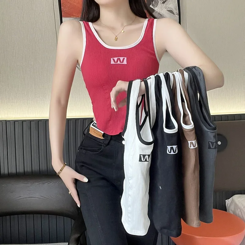Nice Women Woman Camis Tank Top Vests Women's Spring Summer 2023 New Korean Short Irregular Slim Fit Sleeveless Girl Top Fashion
