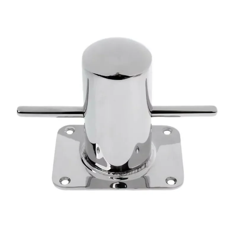 316 Stainless Steel 6'' Boat Mooring Cleat Single Cross Bollard Polished