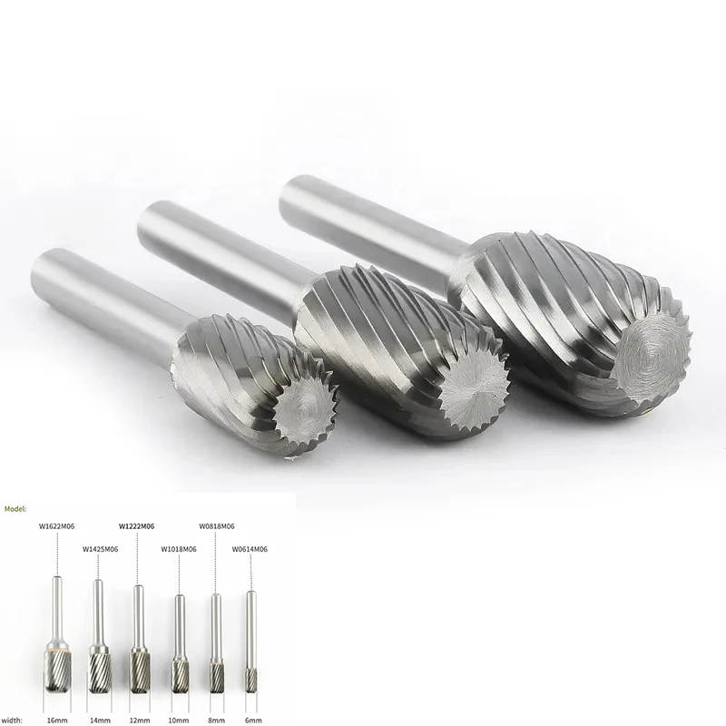 

Cylindrical Semi-circular 1pcs Tungsten Steel Alloy Rotary Boring Head Grinding Head Milling Cutter W-shaped Wood Carving Head