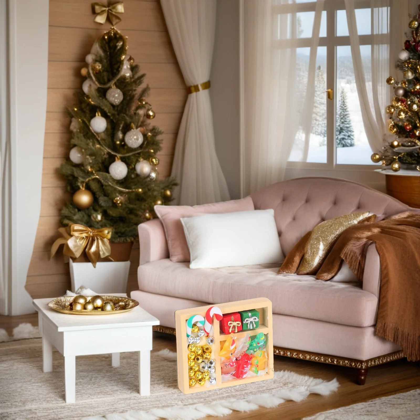 2 Stück Urlaub Festival Dekoration Zubehör Miniatur Bunte Süßigkeiten Ornamente für Puppenhaus Süße Weihnachtsszene Dekoration