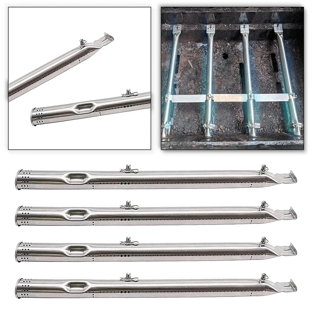 For Charbroil Compatible Stainless Steel Burner Tube Replacement Set of Four for Improved Grill Heating Performance