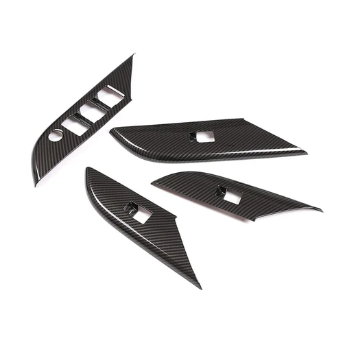 Imagen 2 del producto Embellecedor de cubierta de Panel de interruptor de ventana de reposabrazos de puerta de coche para Toyota Hilux 2015 2016 2017 2018 2019 2020 2021 (fibra de carbono ABS)
