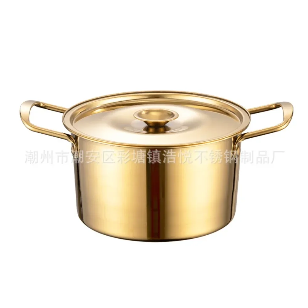 Stainless steel Lamian Noodles pot instant noodle t Korean-style soup ot noodle pot army hot pot double ear seasoning po sin