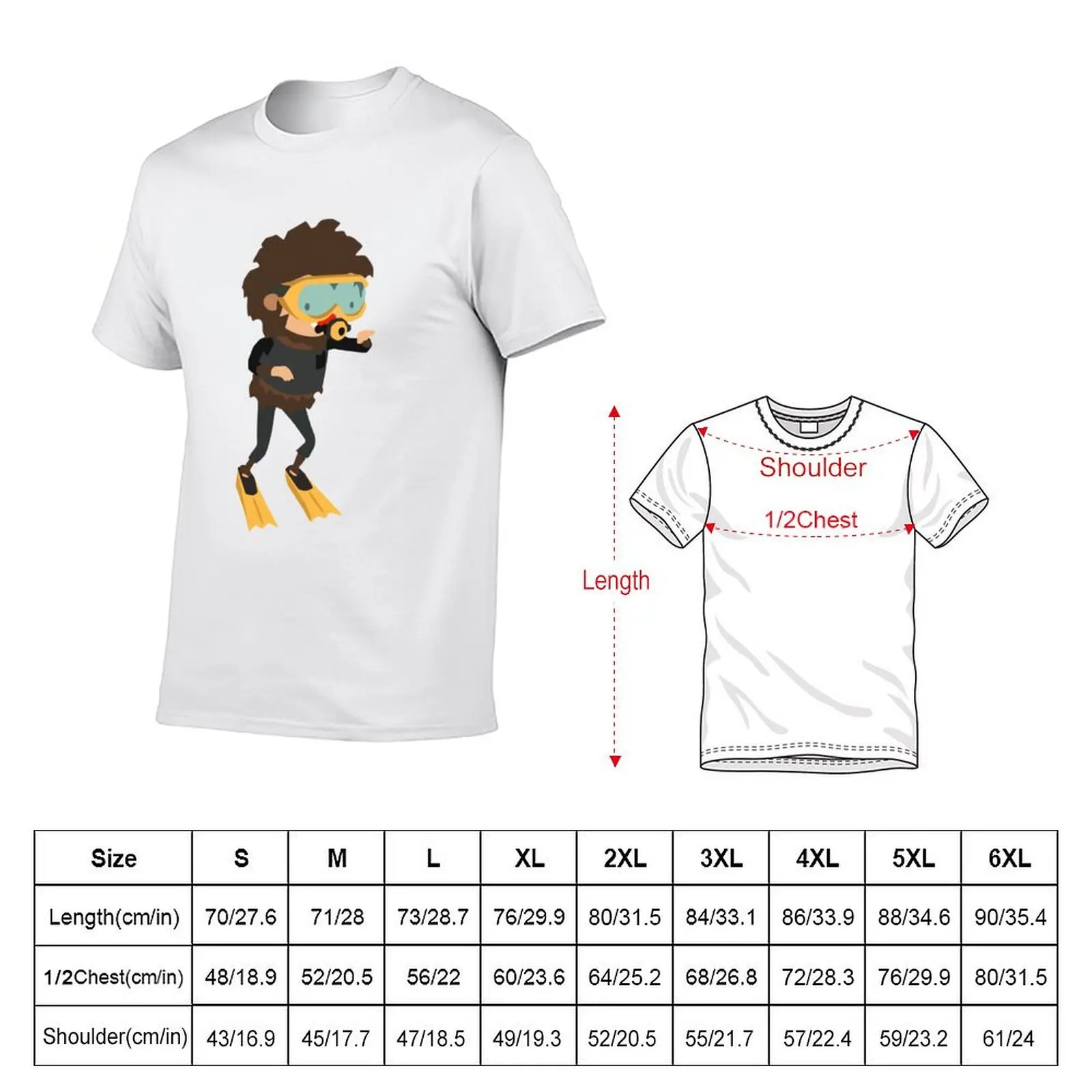 Gaming Gift Sneaky Sasquatch Tropical Scuba Diving T-Shirt Soft Basic Cotton Short Sleeve Tee
