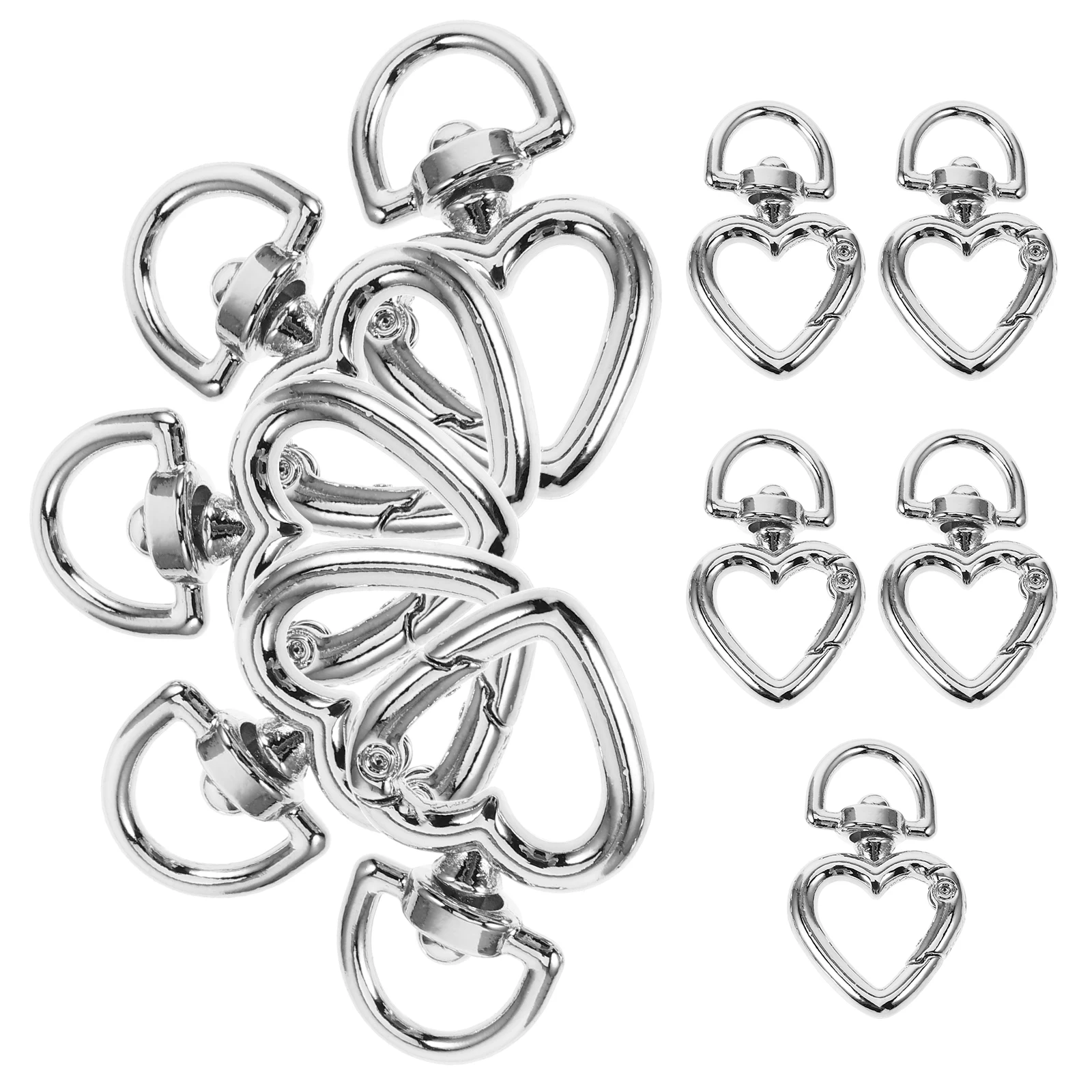 

10Pcs Heart Shaped Key Electroplated Spring Clasp Quick Release Buckle for Bags Crafts Accessories