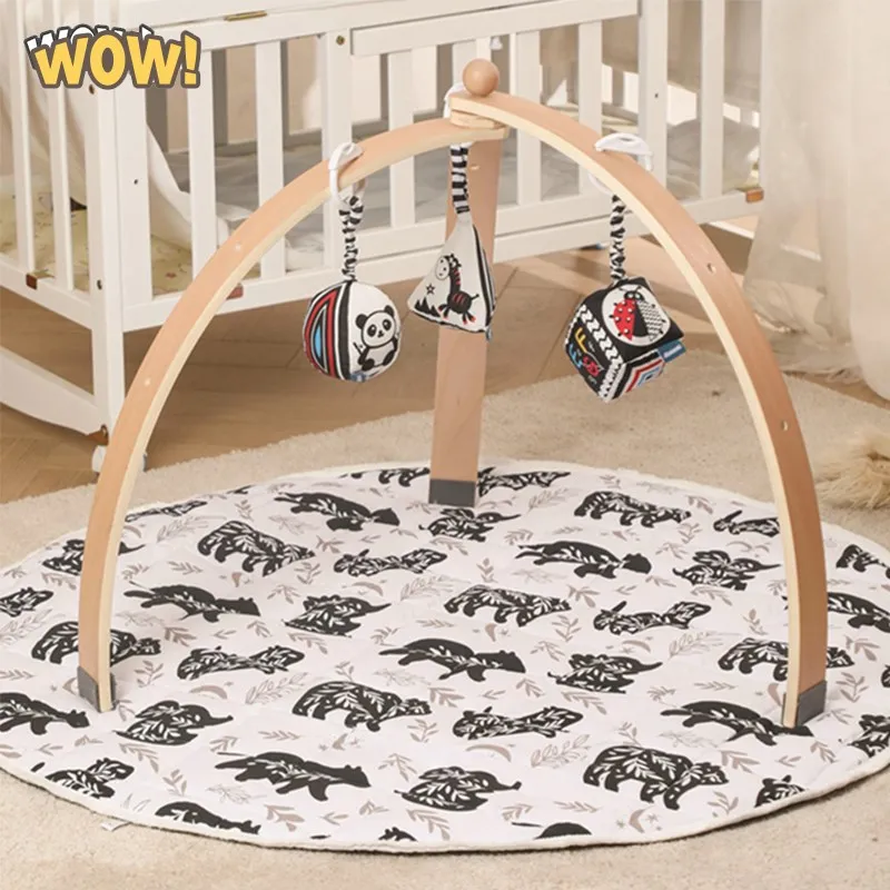 Wooden Gym Portable Frame Rack New Nordic Baby Baby Activity Gym Mobile Suspension Baby Room Decoration Newborn Baby Accessories