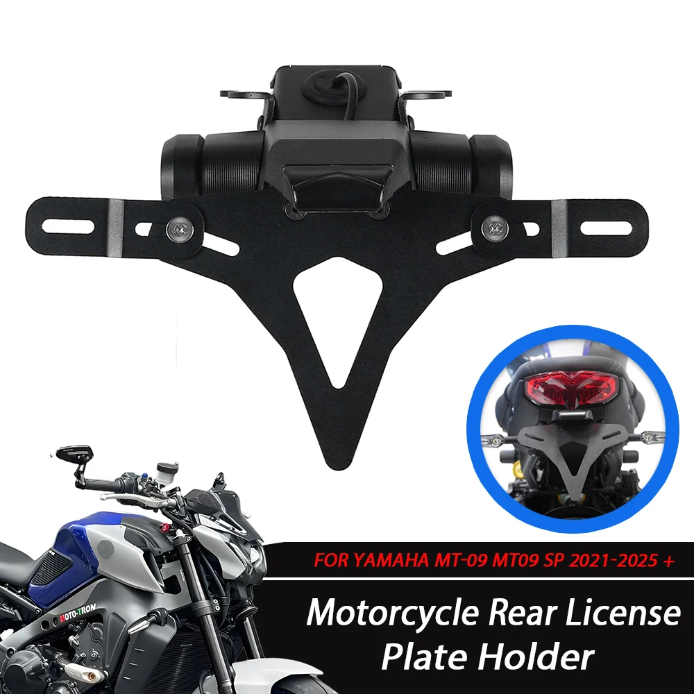 

Motorcycle License Plate Holder Fender Eliminator Registration Bracket MT09 SP 2021-2025 + LED Light Short License