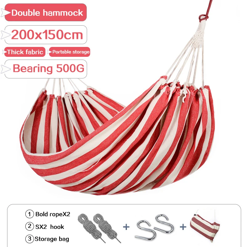 Double Wide Thick Canvas Hammock Portable Hammock Outdoor Single Double Anti-rollover Swing Outdoor Indoor Household Hammock