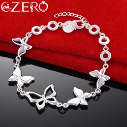 ALIZERO 925 Sterling Silver Five Butterfly Charm Chain Bracelet For Woman Fashion Wedding Party Accessories Jewelry Wholesale