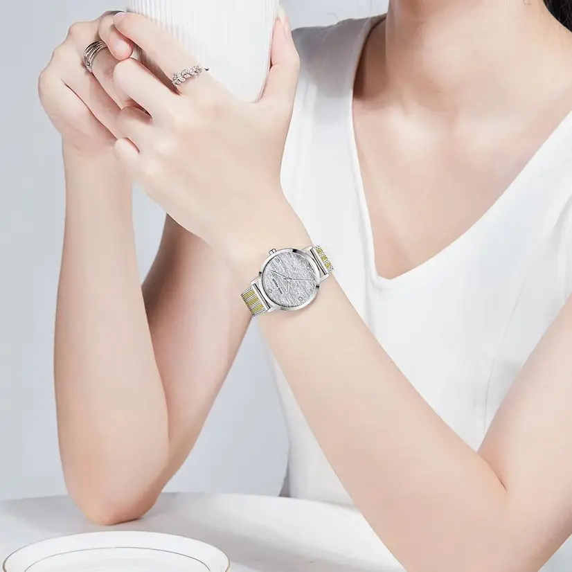 MINI FOCUS Luxury Women's Watch Japanese Quartz Movement Wrist Watches Elegant Milanese Mesh Band  Minimalist Dress Watch 0329L