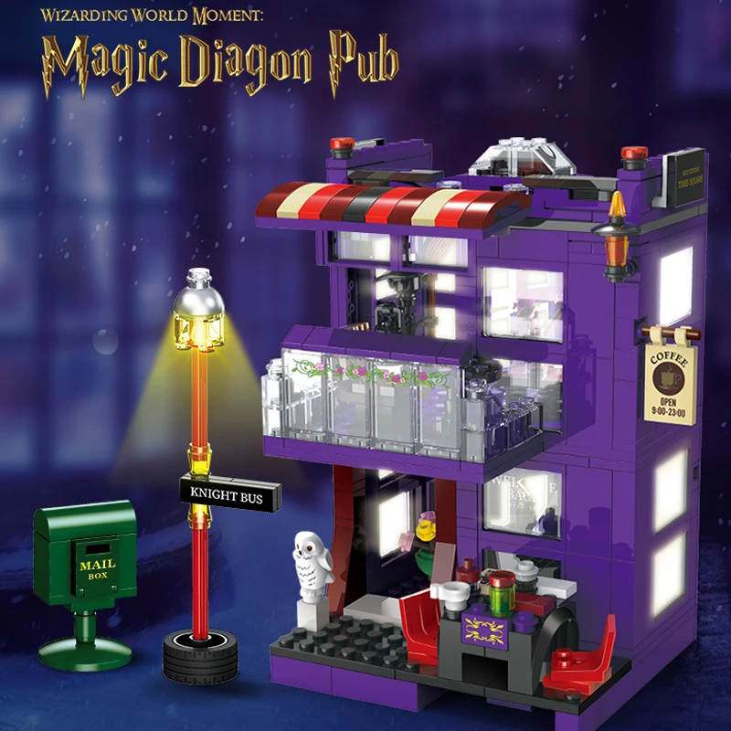 Magic World Street View Building Sets Telephone Booth Harry Potter MOC Bricks Plastic Toys for Boys Kids Adult Birthday Gifts