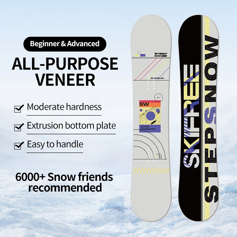 New Snowboard for Beginners, Retro Style, Comprehensive Men's and Women's Adult Snowboard Equipment, Professional Flat Engraved Skateboard, Simple Classic Style Ski Equipment for Young People