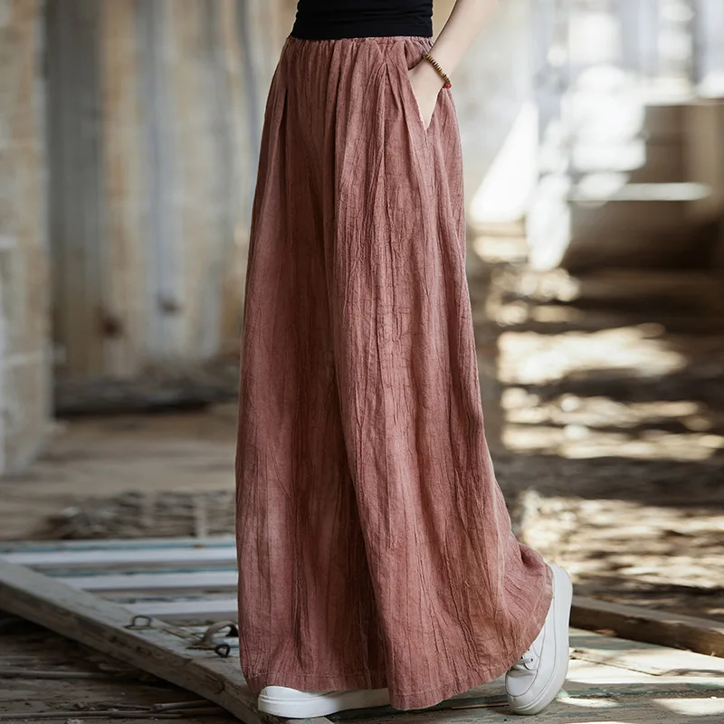 

Ramie thin tie-dye versatile pants loose casual drape women's wide-leg pants trousers fashionable casual versatile simple temper