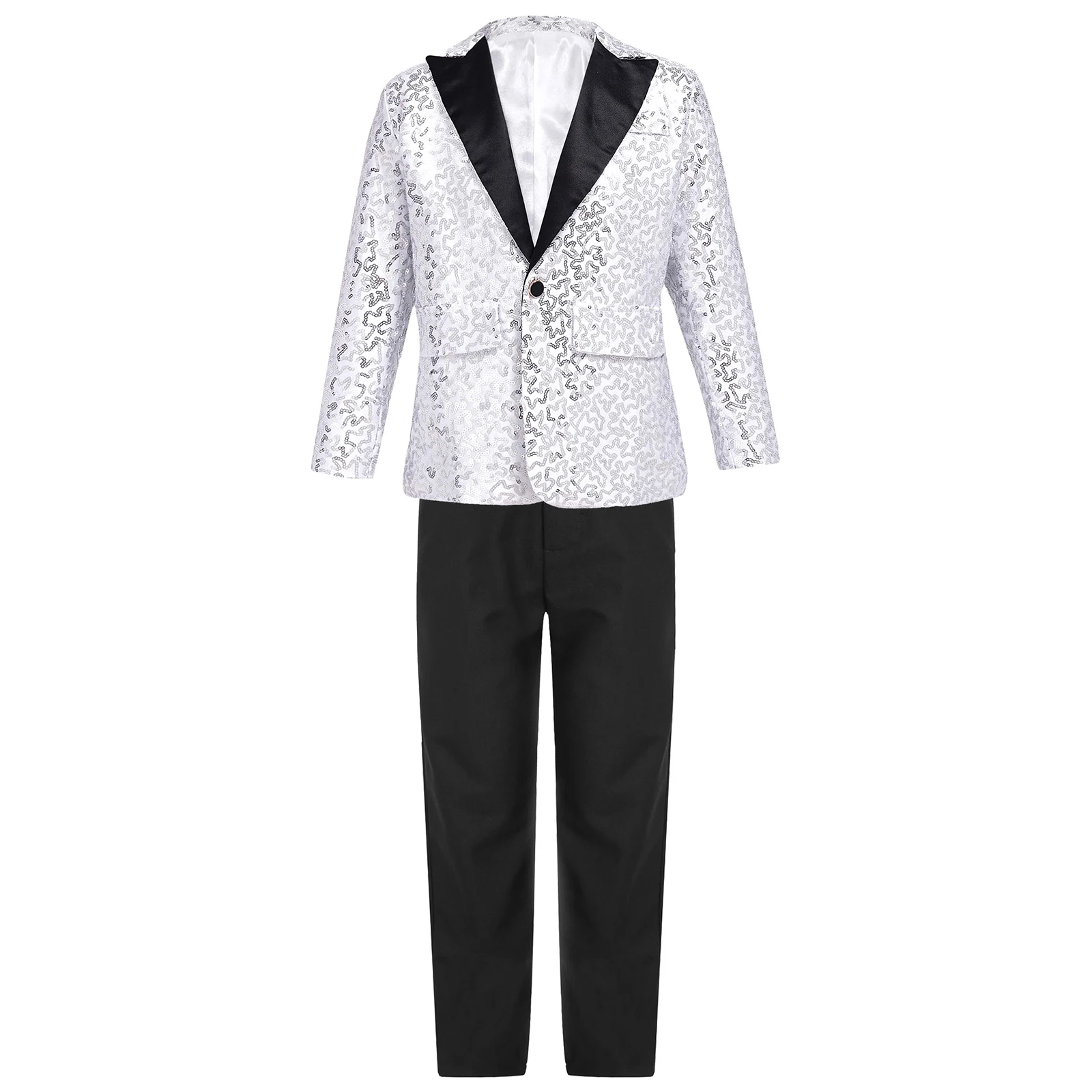 เด็กอย่างเป็นทางการชุดวัยรุ่นสุภาพบุรุษ Sequins Tuxedo Blazer เด็กสูทแต่งงานสำหรับจัดเลี้ยงวันเกิดพรรค