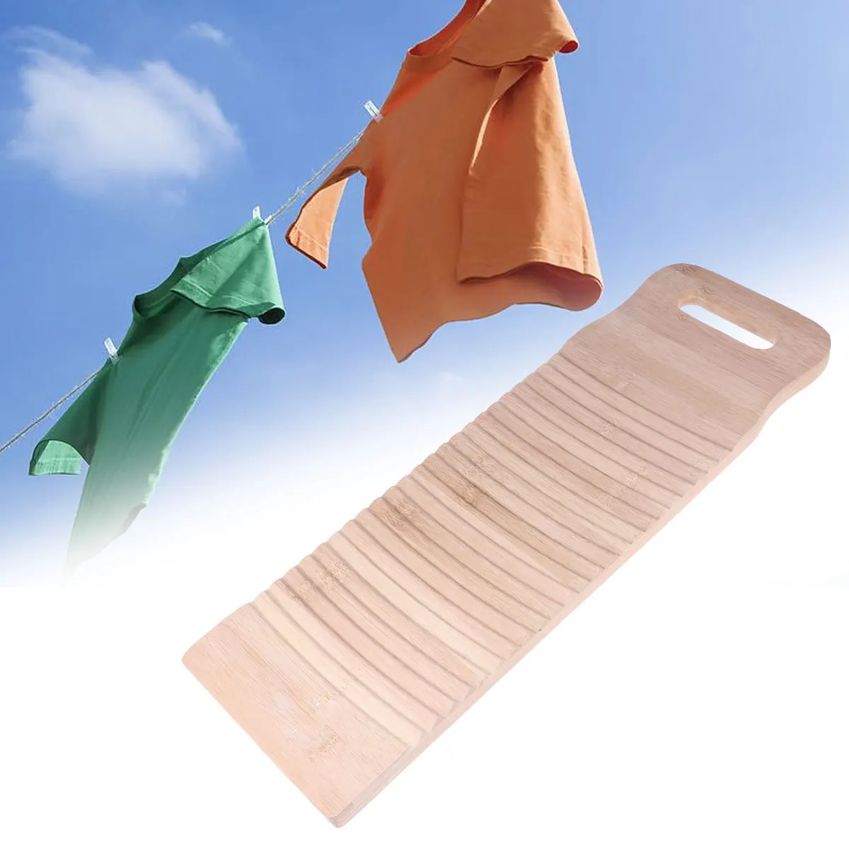 

Bamboo Wooden Washboard Old-Fashioned Laundry Board for Shirts Clothes Cleaning Antislip Washboard with Handle