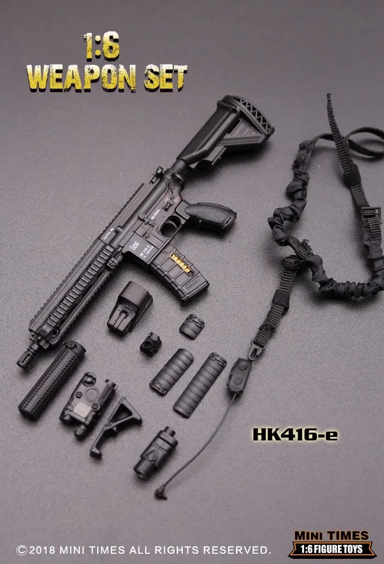 Mini Times Toys HK416 1/6 Male Soldier Plastic Mini Gun Model Toy Accessories Fit 12\'\' Action Figures In Stock