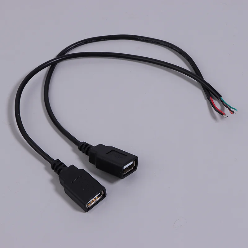 전원 공급 케이블 2 핀 USB 2.0 A 암수 4 핀 와이어 잭 충전기 충전 코드 익스텐션 커넥터, DIY 5V 라인, 30cm 1PC