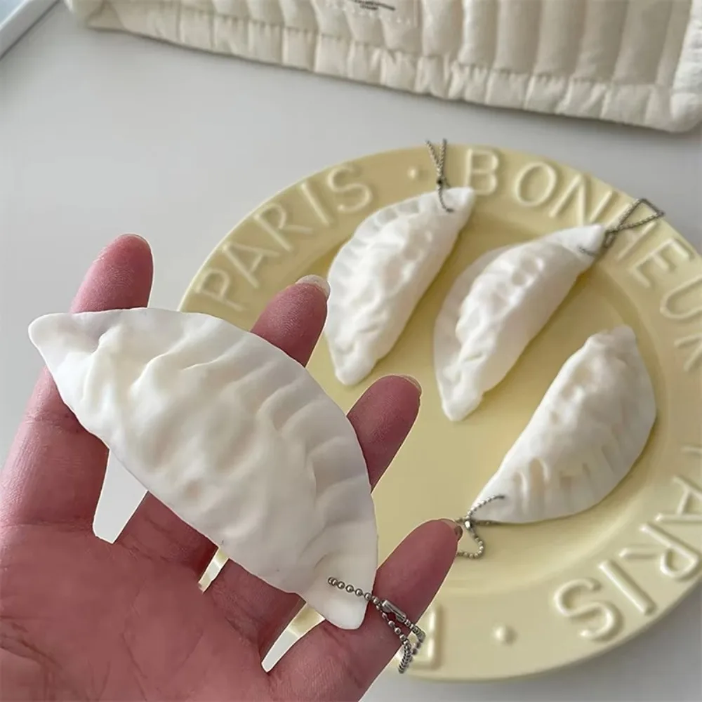 Cute Simulation Food Dumplings Keychain Stress Relief TPR Bag Pendant 3D Squishy Toy Gift for Adult Kids