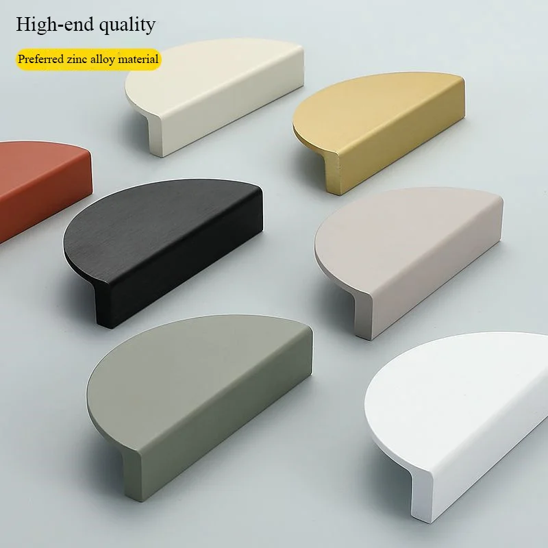 1Pcs Colorful Kitchen Cabinet Handles Gold Wardrobe Door Pulls Semi-circular Cream Drawer Knobs Children's Furniture Handles