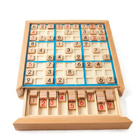 Wooden Sudoku Game Adult Logical Thinking Nine Palace Grid Sudoku Chess Children's Puzzle Toy Board Game with Questions