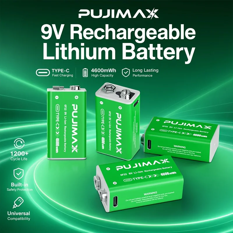 PUJIMAX 9V Side-Mounted Battery, Equipped With Type-C Charging Cable, Suitable For Household Appliances Such As Gas Stoves