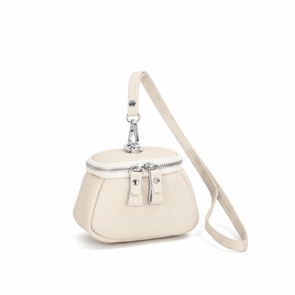 Solid Color Hanging Neck Coin Purse Genuine Leather Makeup Storage Lanyard Wallet Purse Lipstick Earphone Pouch Mini Storage Bag