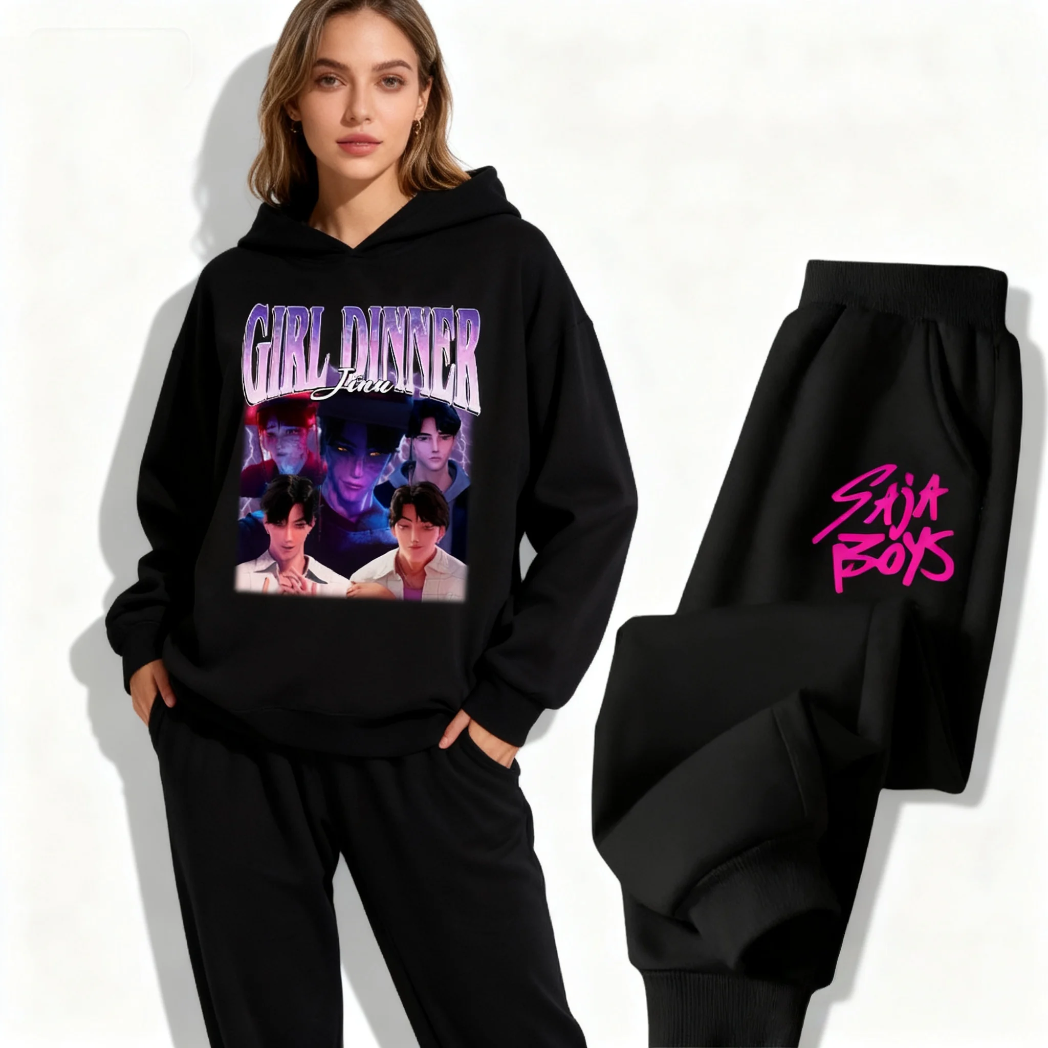 

Autumn and Winter Hoodie Set Kpop Shajia Men's Team 3D Oversized Korean Style American Street Adult Women's Girl Same Style