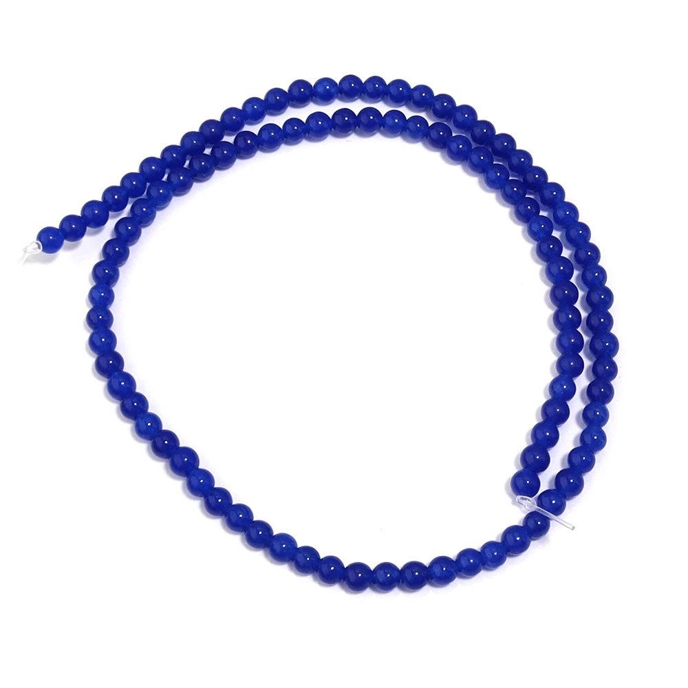 1 Strang Natursteinperlen 4/6/8/10/12 mm dunkelblaue Chalcedonperlen runde lose Perlen für DIY Schmuckherstellung Armband Halskette