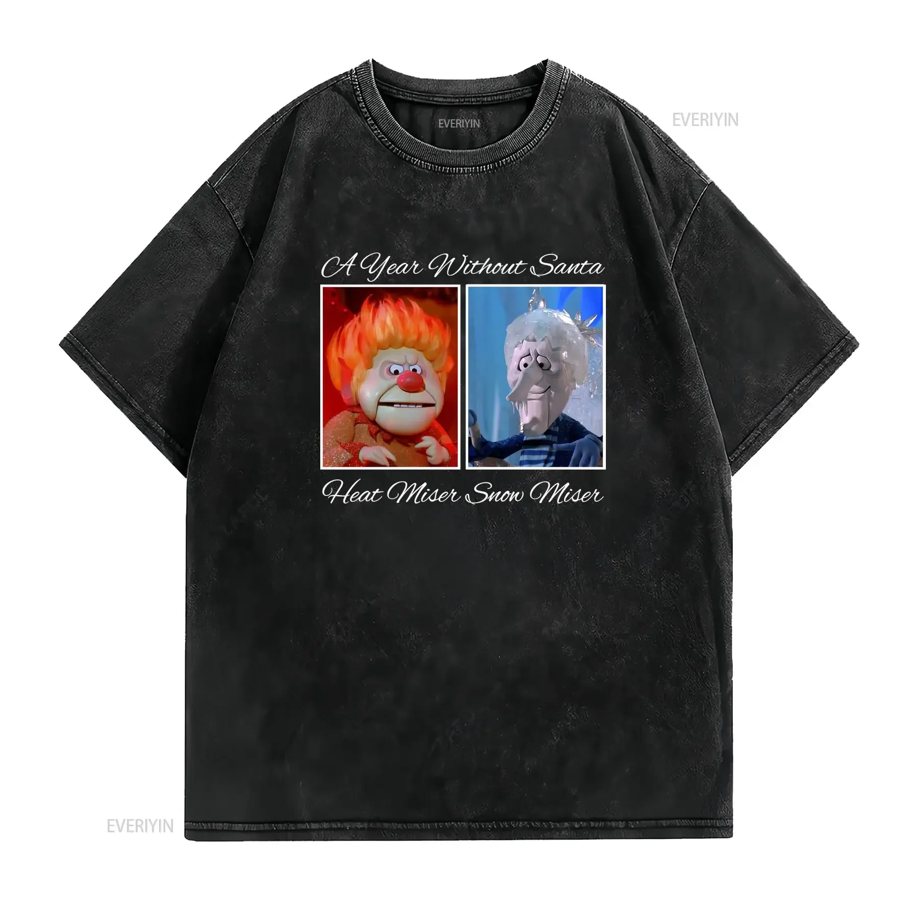Retro Vintage Classic Christmas A Year Without Santa Heat Miser Snow Print Casual T Shirt vintage Washed Breathable streetwear
