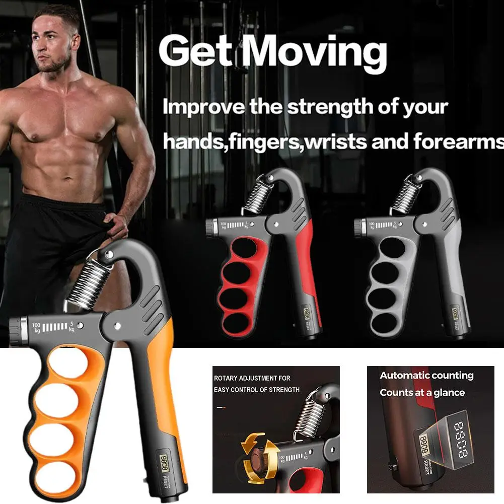 5-100kg Hand Grip Adjustable Strengthener Hand Exerciser With Counter Wrist Forearm And Hand Trainer For Muscle Building