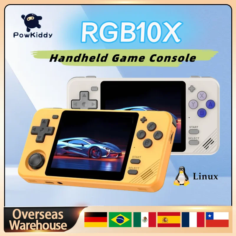 

POWKIDDY RGB10X Handheld Game Console 3.5 Inch 4:3 IPS Screen Retro ArkOS Opendinglinux Gaming RK3326 Children's Gifts RGB10X