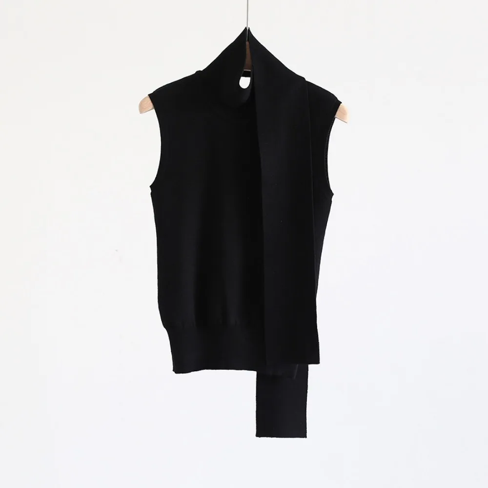 Women's New Autumn Winter Knit Sleeveless Turtleneck Tank Top Soft Fabric Trendy  Fit Solid Color Fashion Camis Knitted Sweater
