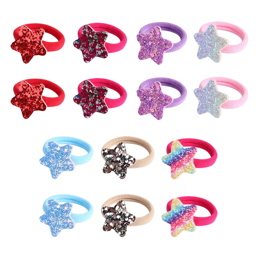 

14 шт., держатели для хвоста с блестками для женщин и детей, нейлоновые эластичные нежные волосы, аксессуары для галстуков для малышей
