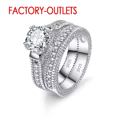 Genuine 925 Sterling Silver Wedding Ring Unisex Romantic Fashion Jewelry Cubic Zirconia Prong Setting Wholesale