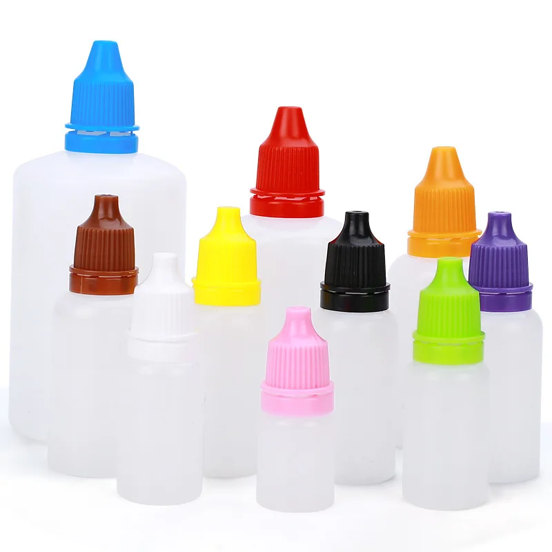 Botellas de plástico PE con gotero, envases vacíos para pintura líquida de viaje, 10 piezas, 5ML/10ML/15ML/20ML/30ML/50ML/100ML