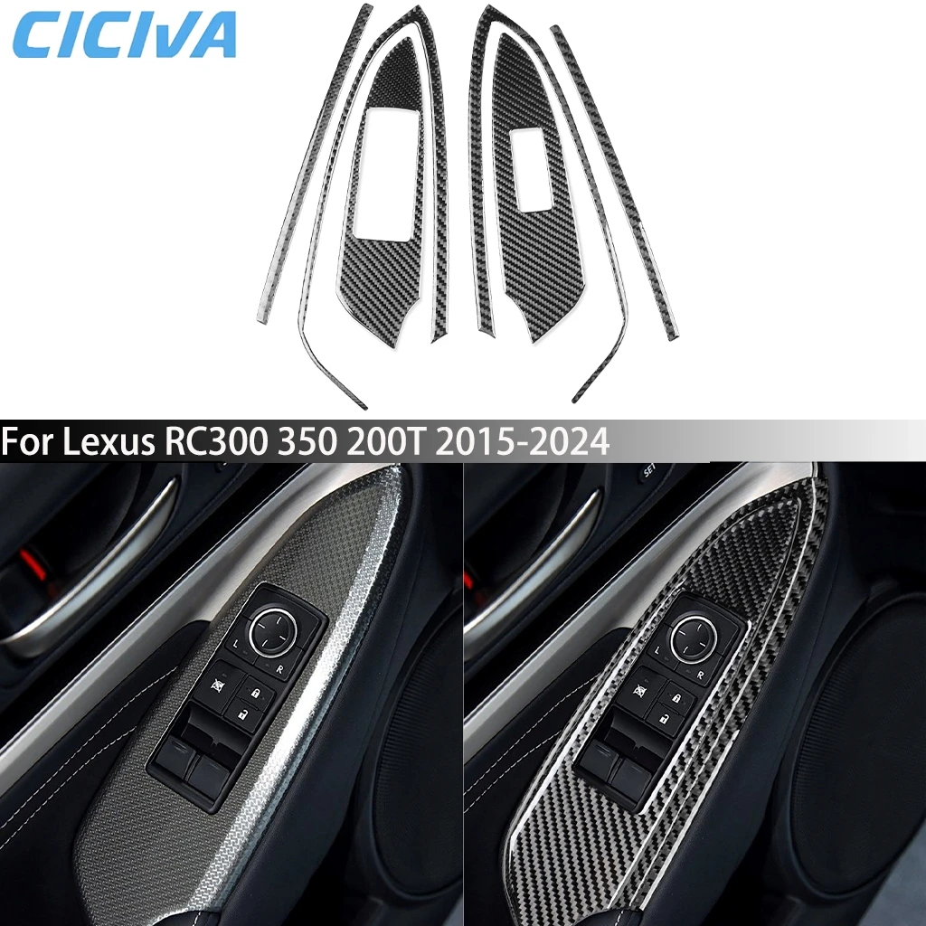 

For Lexus RC300 RC350 RC200T 2015-2024 Carbon Fiber Window Lift Door Lock Set Interior Cover Sticker Car Accessories Auto Trim