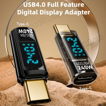 Şeffaf LED Ekran 240 W USB4.0 40 Gbps Tip C - C OTG Adaptörü 8 K @ 60Hz 5A iPhone 15 14 Tablet Dizüstü Bilgisayar için Hızlı Şarj Kablosu