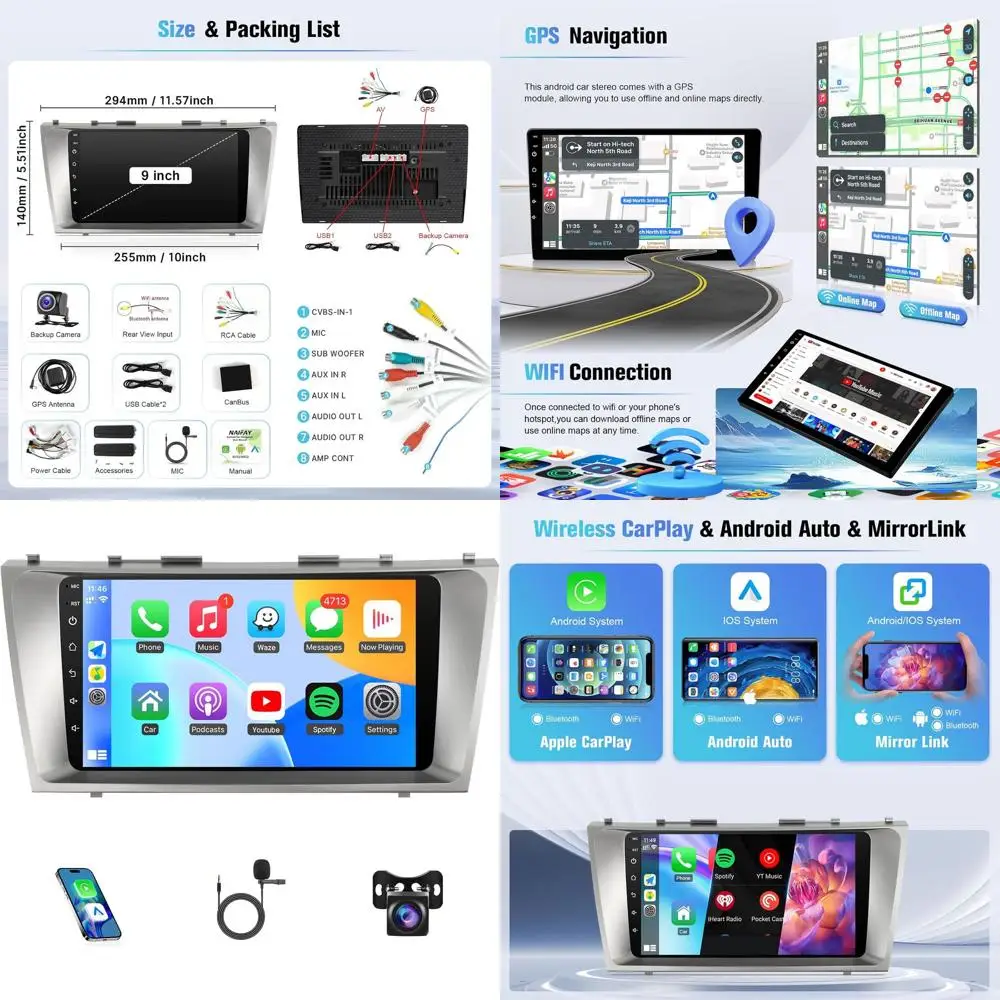 

Автомобильная стереосистема Android для Toyota Camry (версия Fit-J.B.L) 2006, 2007, 2008, 2009, 2010, 2011, 9-дюймовый сенсорный экран IPS для Camry Ca
