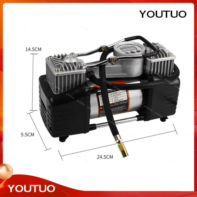 Portable Mini Electric 12v Car Air Pump Heavy Duty Twin Cylinder Tire Inflator SUV Car Tire Compressor