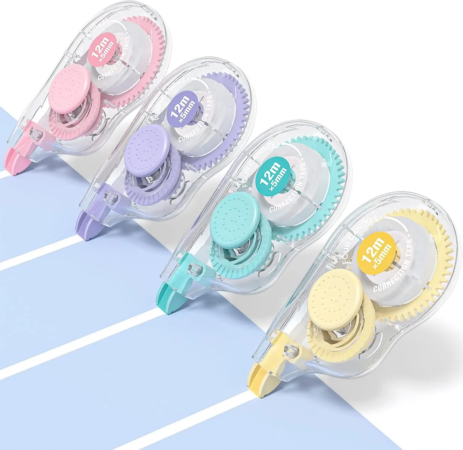 

White Correction Tape 4 Pack, 39.4ft Each, Smooth & Quick-Drying, Tear-Resistant for Office & School
