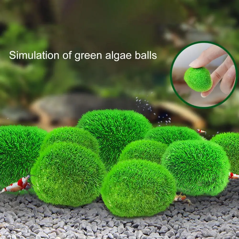 Compact Fiber Green Algae Simulation Seaweed Ball Pollution-free Multifunctional Fish Tank Landscaping for Household