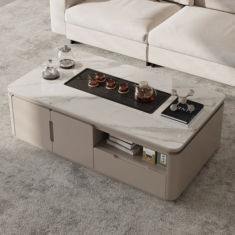 

White Modern Coffee Table Multifunctional Storage Minimalist Storage Coffee Table Space Saving Couchtisch Living Room Furniture