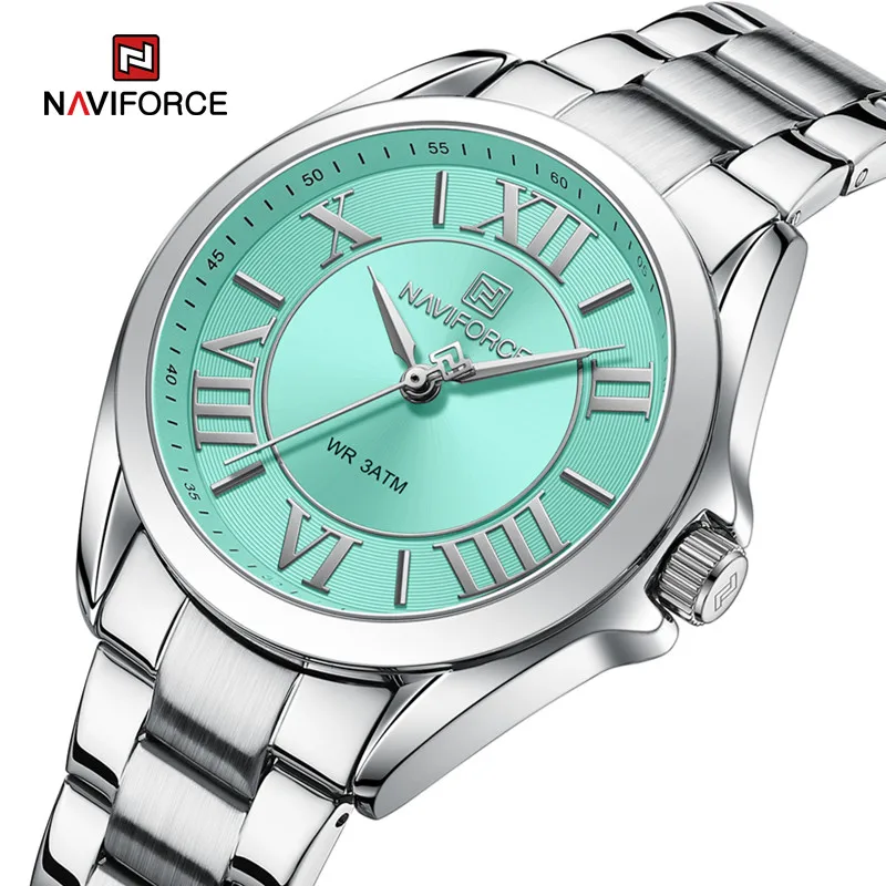 NAVIFORCE Women Quartz Watch Fashion High Quality Waterproof Wristwatch Lady Steel Band Girlfriend Gift Clock Relogio Feminino