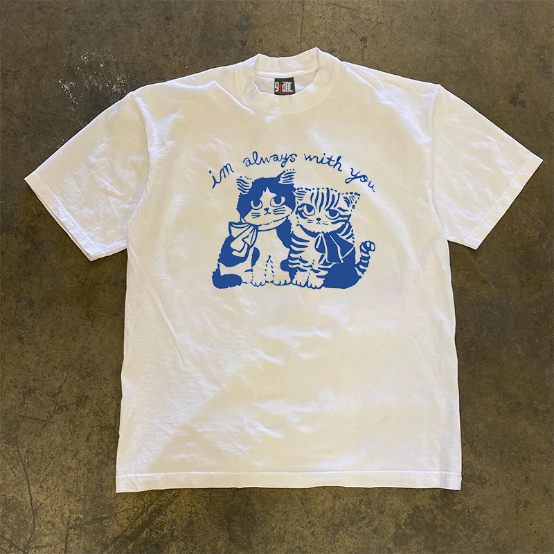 

Футболка унисекс с коротким рукавом в стиле 90-х, плотная, не легкая, с модным принтом для пар