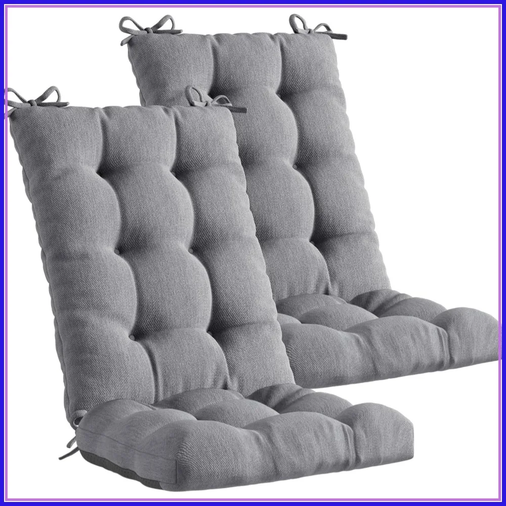Water Resistant Glider Rocker Replacement Cushion Set for Patio, Porch, Garden - Fits Most Standard Rockers, Grey 2PK