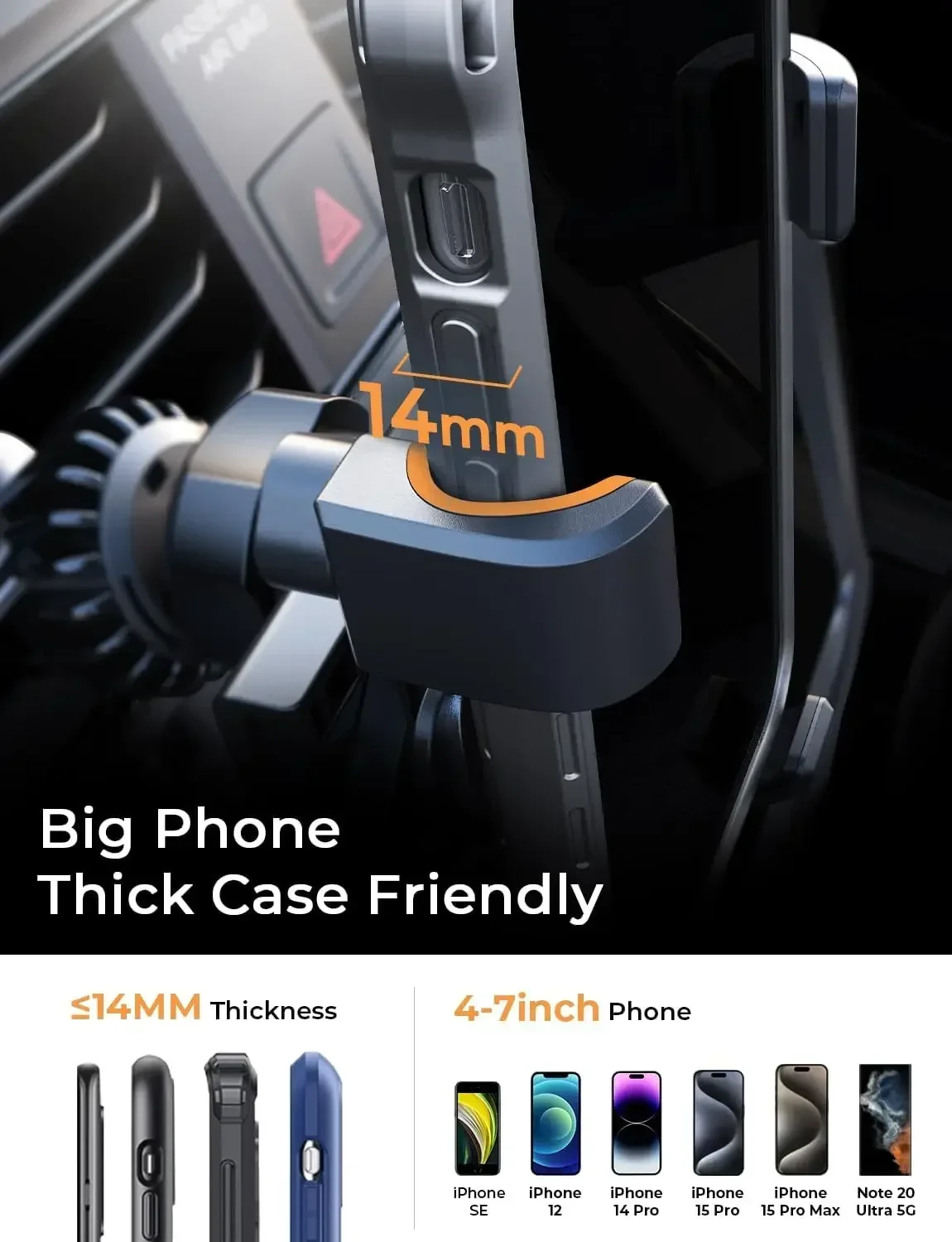 Uchwyt samochodowy na telefon AINOPE do nawiewu samochodowego 2024 Grawitacyjny uchwyt samochodowy na telefon do iPhone 15 Pro Max 14 13 12 Samsung Android — zdjęcie produktu 5