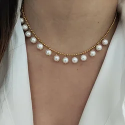 Pearl charm drop necklaces stainless steel necklaces for women minimalist dainty jewelry elegant stainless steel jewelry new in